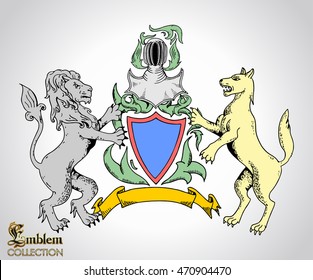 Vintage emblem. Coat of arms. Heraldic, vector illustration.