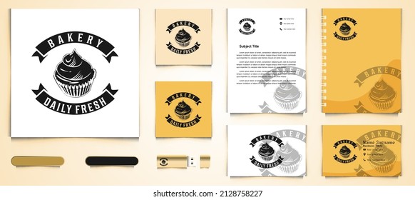 Vintage emblem cupcake, Bread bakery Logo and business branding template Designs Inspiration Isolated on White Background