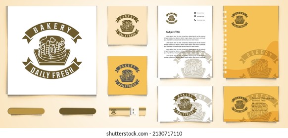 Vintage emblem cupcake, Bread bakery Logo and business branding template Designs Inspiration Isolated on White Background