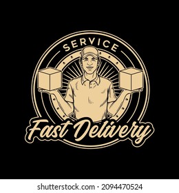 vintage emblem delivery courier logo