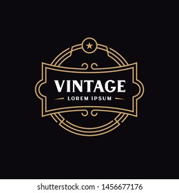 Vintage Emblem Design For Logo, Label, Frame, Product Tags. Retro, Classic, Royal, Luxury Badge Design. Design Elements For Cafe, Restaurant, Hotel, Fashion, Wine. Vector.