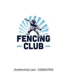 Vintage Emblem Fencing Sport Championship Logo. Fencing Club Logo Design Template