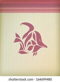 Vintage emblem with fish vector eps 10