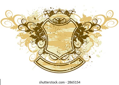 vintage emblem - flowers ornament on grunge background