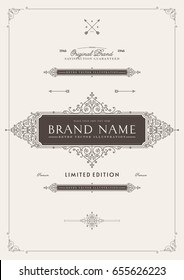 Vintage emblem frame with retro ornament. Old label template. A4 title page cover design. Eps10 vector illustration for placards, posters, banners, flyers, brochures and certificates.