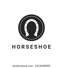 vintage emblem horse shoe circle logo design template