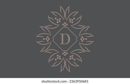 Vintage emblem. Letter D logo template. Vector monogram