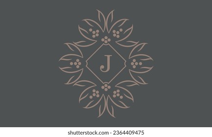 Vintage emblem. Letter J logo template. Vector monogram