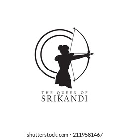 vintage emblem logo. female athlete an archer.