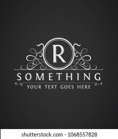 Vintage Emblem. Logo Template. Monogram with letter R. Vector illustration