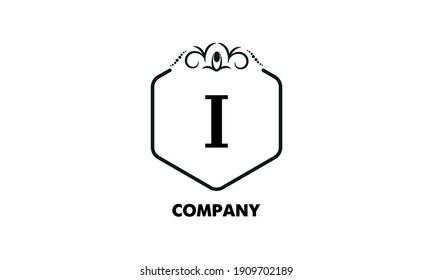 Vintage emblem. Luxury logo template. Monogram with the letter I is good for a fashion boutique, hotel brand, business.
