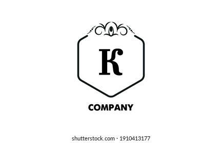 Vintage emblem. Luxury logo template. Monogram with the letter K is good for a fashion boutique, hotel brand, business.