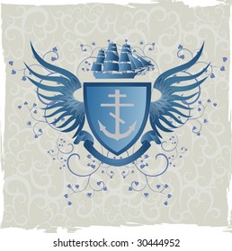 Vintage emblem with mariner's cross