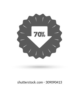 Vintage emblem medal. 70% sale arrow tag sign icon. Discount symbol. Special offer label. Classic flat icon. Vector