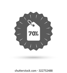 Vintage emblem medal. 70% sale price tag sign icon. Discount symbol. Special offer label. Classic flat icon. Vector