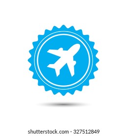 Vintage emblem medal. Airplane sign. Plane symbol. Travel icon. Flight flat label. Classic flat icon. Vector illustration