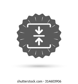 Vintage emblem medal. Archive file sign icon. Compressed zipped file symbol. Arrows. Classic flat icon. Vector