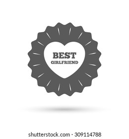 Vintage emblem medal. Best girlfriend sign icon. Heart love symbol. Classic flat icon. Vector