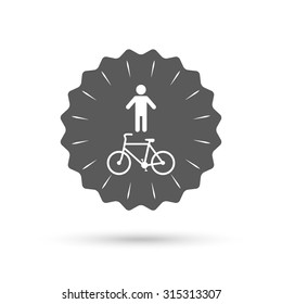 Vintage emblem medal. Bicycle and pedestrian trail sign icon. Cycle path symbol. Classic flat icon. Vector