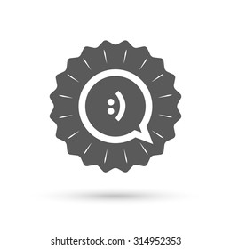 Vintage emblem medal. Chat sign icon. Speech bubble with smile symbol. Communication chat bubbles. Classic flat icon. Vector