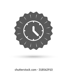 Vintage emblem medal. Clock sign icon. Mechanical clock symbol. Classic flat icon. Vector