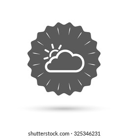 Vintage emblem medal. Cloud and sun sign icon. Weather symbol. Classic flat icon. Vector