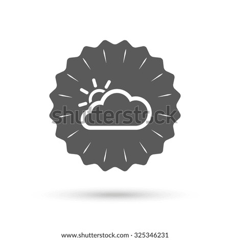 Vintage emblem medal. Cloud and sun sign icon. Weather symbol. Classic flat icon. Vector