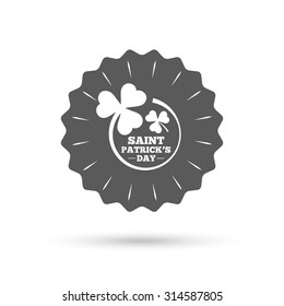 Vintage emblem medal. Clovers in circle with three leaves sign icon. Saint Patrick trefoil shamrock symbol. Classic flat icon. Vector
