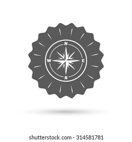 Vintage emblem medal. Compass sign icon. Windrose navigation symbol. Classic flat icon. Vector