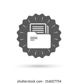 Vintage emblem medal. Document folder sign. Accounting binder symbol. Bookkeeping management. Classic flat icon. Vector