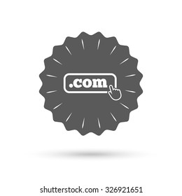 Vintage emblem medal. Domain COM sign icon. Top-level internet domain symbol with hand pointer. Classic flat icon. Vector