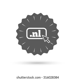 Vintage emblem medal. Domain NL sign icon. Top-level internet domain symbol with cursor pointer. Classic flat icon. Vector