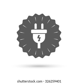 Vintage emblem medal. Electric plug sign icon. Power energy symbol. Lightning sign. Classic flat icon. Vector