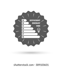Vintage emblem medal. Energy efficiency icon. Electricity consumption symbol. Idea lamp sign. Classic flat icon. Vector