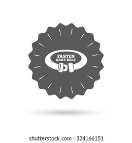 Vintage emblem medal. Fasten seat belt sign icon. Safety accident. Classic flat icon. Vector