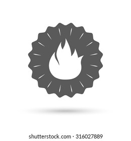 Vintage emblem medal. Fire flame sign icon. Fire symbol. Stop fire. Escape from fire. Classic flat icon. Vector