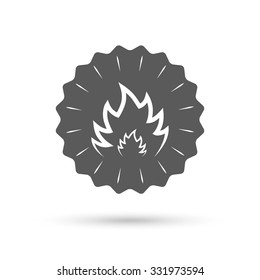 Vintage emblem medal. Fire flame sign icon. Heat symbol. Stop fire. Escape from fire. Classic flat icon. Vector