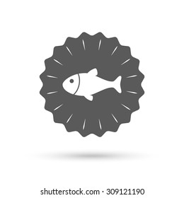 Vintage emblem medal. Fish sign icon. Fishing symbol. Classic flat icon. Vector