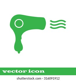 Vintage emblem medal. Hairdryer sign icon. Hair drying symbol. Blowing hot air. Turn on.  Classic flat icon. Vector illustration