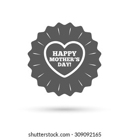Vintage emblem medal. Happy Mothers's Day sign icon. Mom symbol. Classic flat icon. Vector