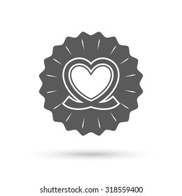 Vintage emblem medal. Heart ribbon sign icon. Love symbol. Classic flat icon. Vector