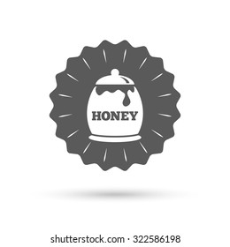 Vintage emblem medal. Honey in pot sign icon. Sweet natural food symbol. Classic flat icon. Vector