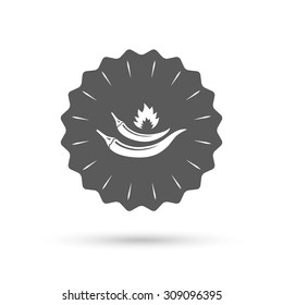 Vintage emblem medal. Hot chili peppers sign icon. Spicy food fire symbol. Classic flat icon. Vector