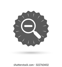 Vintage emblem medal. Magnifier glass sign icon. Zoom tool button. Navigation search symbol. Classic flat icon. Vector