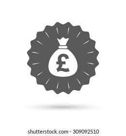 Vintage emblem medal. Money bag sign icon. Pound GBP currency symbol. Classic flat icon. Vector
