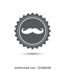 Vintage emblem medal. Mustache. Classic flat icon. Vector illustration.