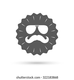 Vintage emblem medal. Mustache and Sunglasses sign icon. Hipster symbol. Classic flat icon. Vector
