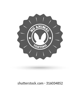 Vintage emblem medal. No animals testing sign icon. Not tested symbol. Classic flat icon. Vector