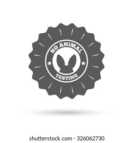 Vintage emblem medal. No animals testing sign icon. Not tested symbol. Classic flat icon. Vector