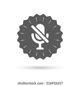 Vintage emblem medal. No Microphone sign icon. Speaker symbol. Classic flat icon. Vector
